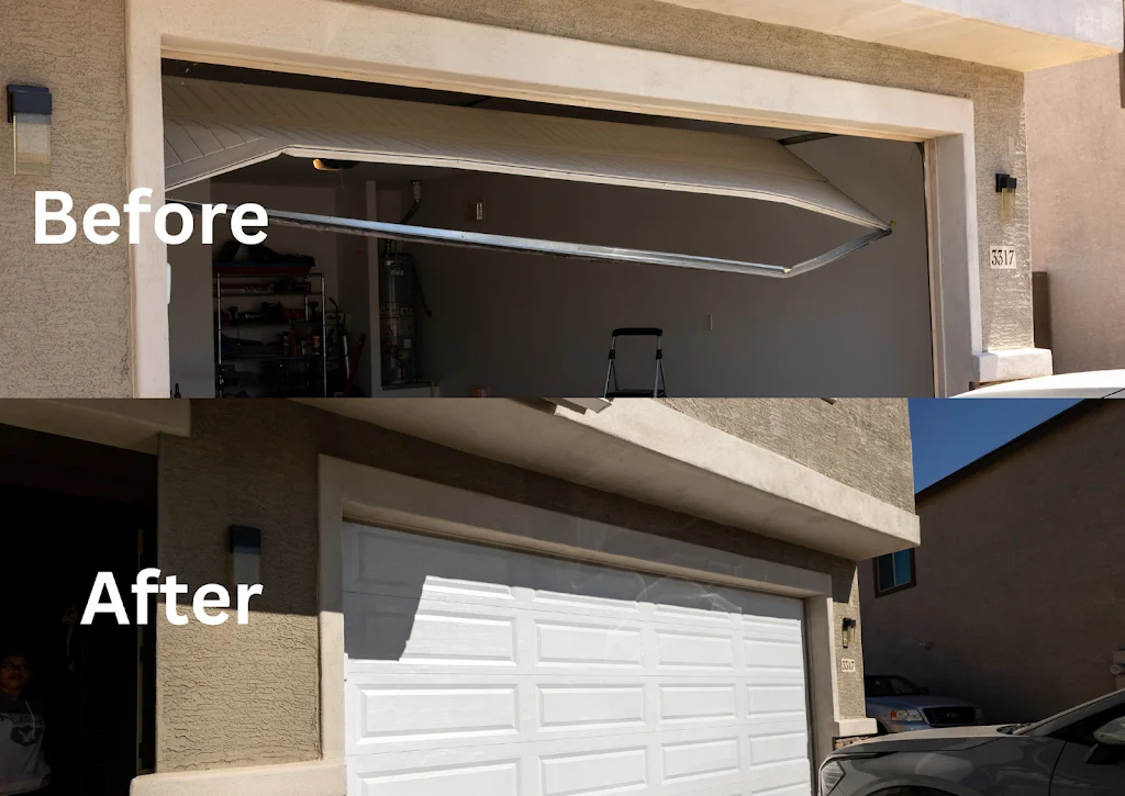 Garage door repair in progress